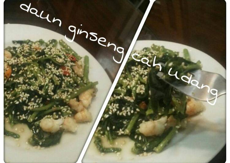 Resep Daun Ginseng cah Udang, Lezat