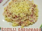 fusilli carbonara with kornet
