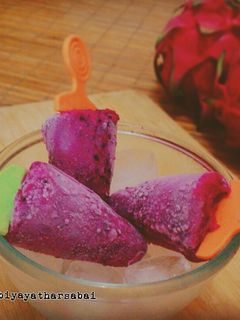 Foto resep Homemade Dragon Fruit Popsicles (Es Loli Buah Naga)