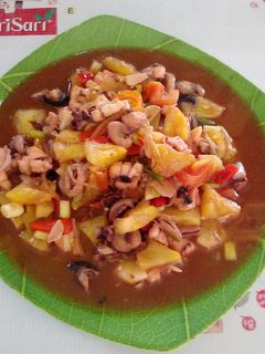 Foto resep cumi nanas saos asam pedas manis