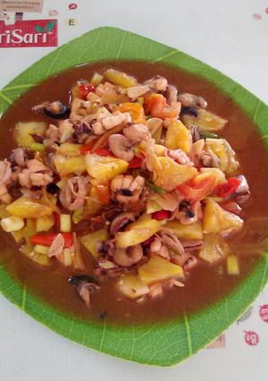 Foto resep cumi nanas saos asam pedas manis