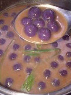 Foto resep bubur Bola² umbi ungu durian 