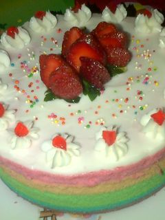 Foto resep rainbow cake kukus ala vinaa