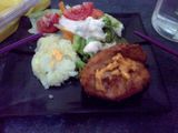 Chicken katsu with mashed potatoes and mayo salad