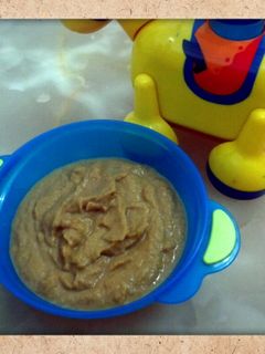 Foto resep MPASI, bubur labu kuning biscuit coklat susu