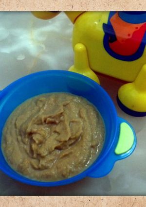 Foto resep MPASI, bubur labu kuning biscuit coklat susu