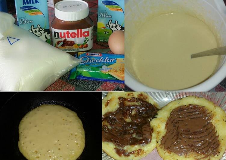 Cara bikin cheese nutela pancake  yang Sempurna