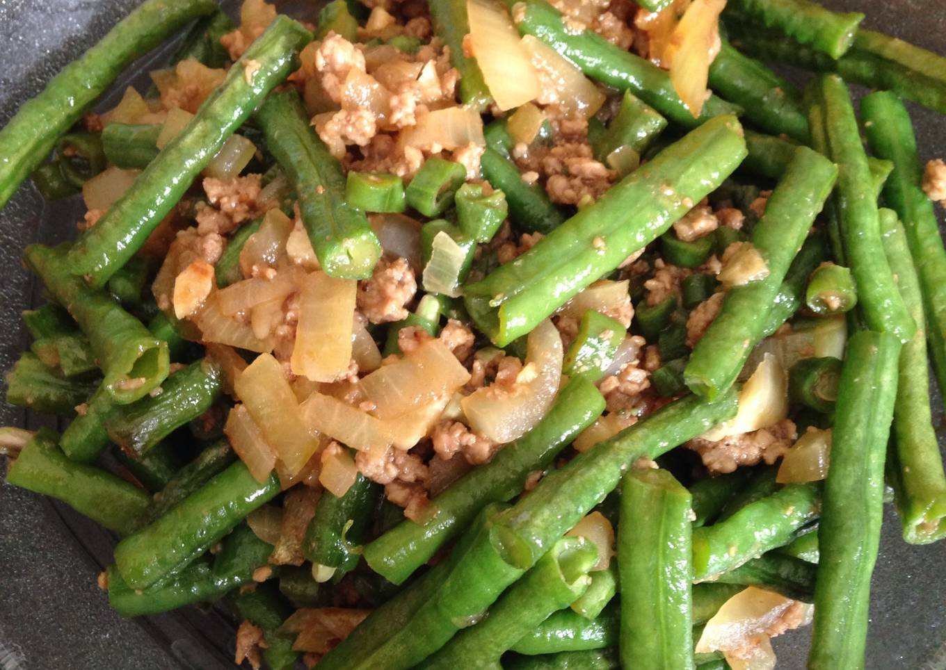 Tumis Kacang Panjang Daging Cincang
