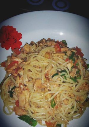 Foto resep spagheti tuna pedas ala mamavio