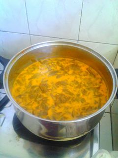 Foto resep Pucuk Ubi masak Lemak rencah ikan Bilis Kacang Hijau 