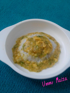 Foto resep MPASI 8m+ : Nasi Tim Saus Krim Jagung