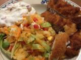 Chicken katsu with salad and yoghurt lemon sauce