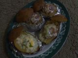baked potato with beef n egg