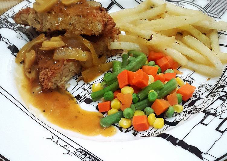 Steik Tempe Cordon Blue with Mushroom Black Pepper Sauce