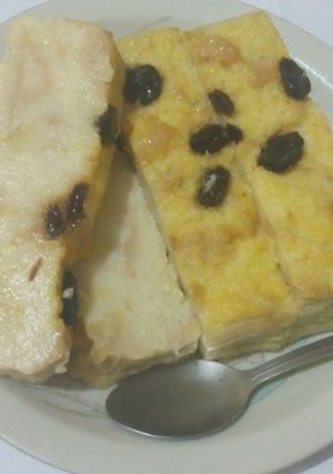 Foto resep puding roti tawar kismis