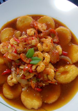 Foto resep Udang Tofu Saus Padang ala Mamavio