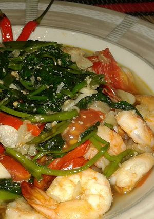 Foto resep Tumis Udang berselimutkan Kangkung