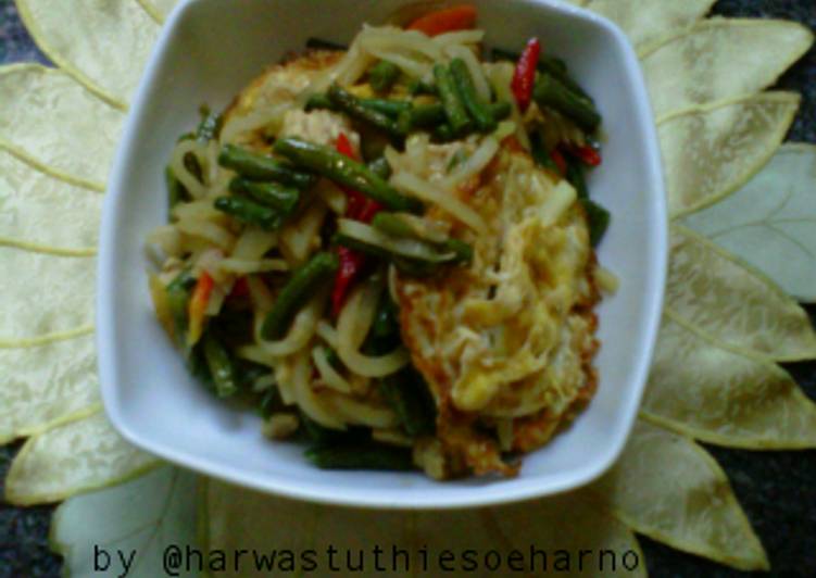 tumis kacang panjang mix labu siam