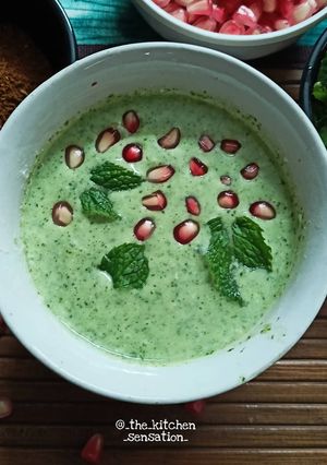 A picture of Pomegranate mint raita.