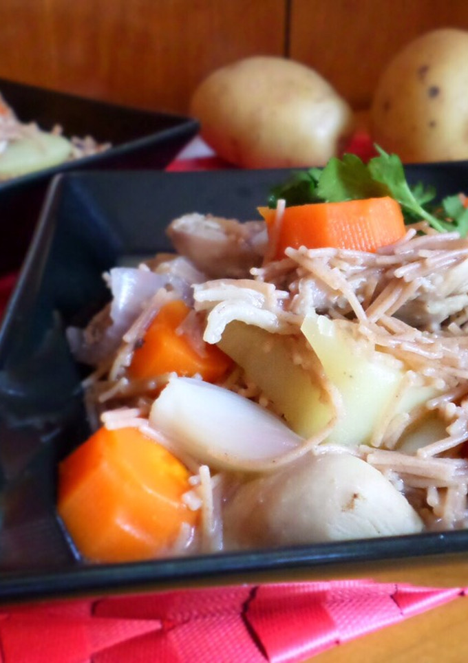Una foto de Fideos de espelta integral con pollo