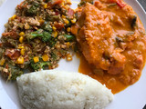 Ugali, Vegetable and Fish stew in milk