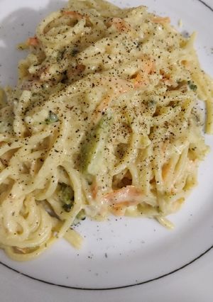 A picture of Creamy smoked fish spaghetti.