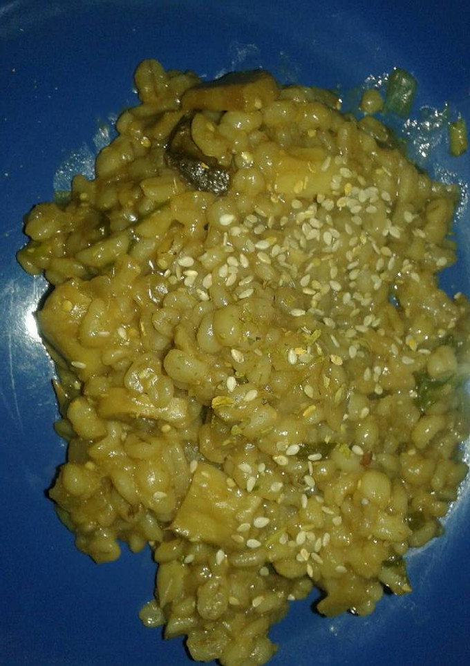 Una foto de Risotto de cebada a la cerveza negra