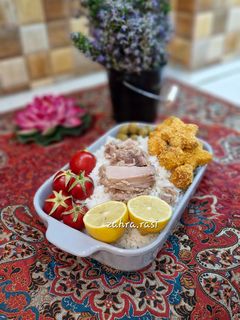 عکسی از دستور تن ماهی پلو