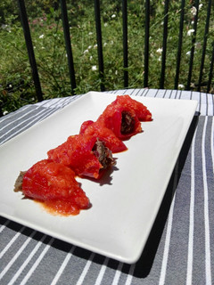 Una foto de Pimientos rellenos de morcilla vegana