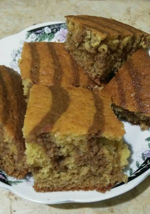 صورة لوصفة الكيكة المخططة