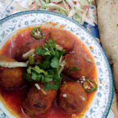 Gola kabab in tomato gravy A picture of Gola kabab in tomato gravy.