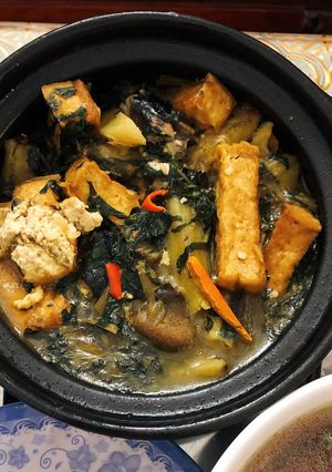 Hình của món Lươn om chuối đậu.
