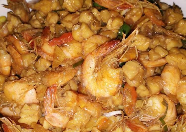 Udang tempe oseng kecap