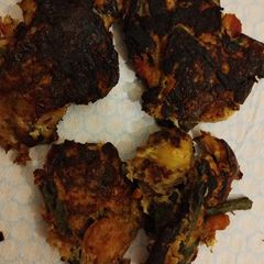 A picture of Leftover turkey & veg patties.
