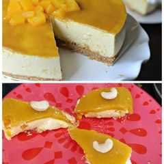A picture of Mango cheese cake.