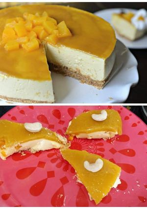 A picture of Mango cheese cake.