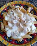 Pasta con salsa blanca y champiñones🍄