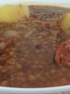 Una foto de Lentejas con arroz