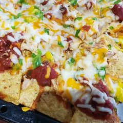 A picture of Buffalo Chicken Nachos!!!!.