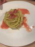 405 * Spaghetti e pesto di pistacchi, burrata,sugo di pomodoro🍅
