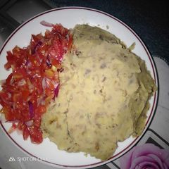 Mashed beans and potatoes A picture of Mashed beans and potatoes.