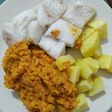 Merluza con salsa de tomate y patatas al vapor (Thermomix)