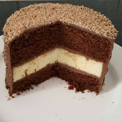 A picture of Layered chocolate cake.