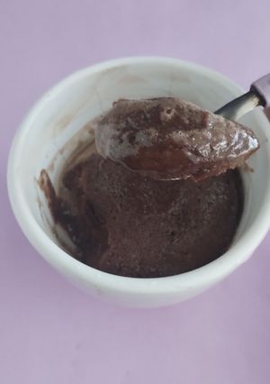 Una foto de Coulant/volcán de chocolate sin gluten al microondas