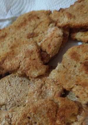 Una foto de Milanesas de porotos de soja veganas