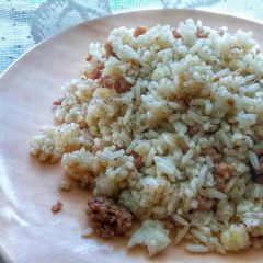 A picture of Nasi Goreng Mentega Cincang / Beef Butter Fried Rice.