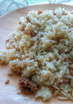 A picture of Nasi Goreng Mentega Cincang / Beef Butter Fried Rice.