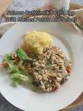 Salmon Buttermilk Salted Egg With Mashed Potato and Salads