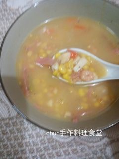 南瓜玉米海鮮濃湯 的食譜成品照片