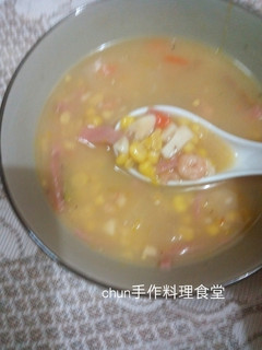南瓜玉米海鮮濃湯 的食譜成品照片